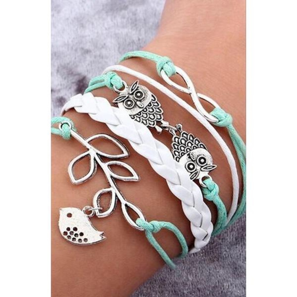 NEW-Owl Leather Wrap Bracelet
